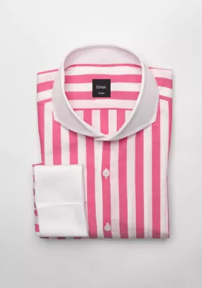 Crisp Fuchsia Bold Stripes Shirt - White Cut Away Extreme Collar