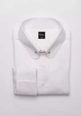 Egyptian White Gloss Structured Shirt - Club Collar With Pin