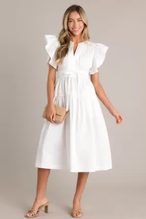 Pure Enchantment White 100% Cotton Midi Dress